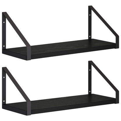 Wall Shelves 2 pcs Black Oak 40 x 16 x 15.5 cm