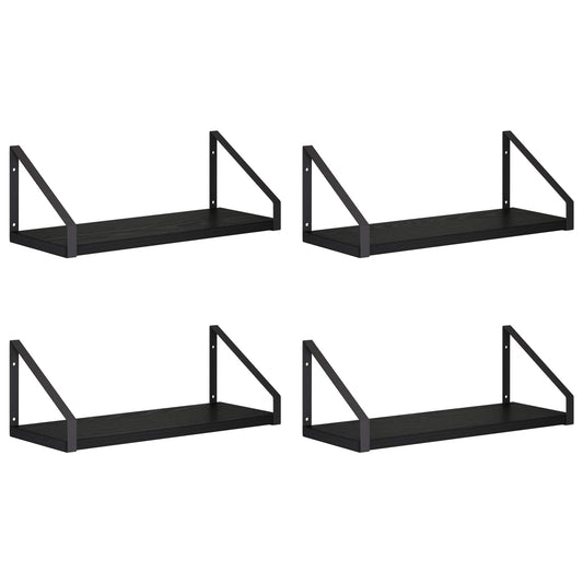 Wall Shelves 4 pcs Black Oak 40 x 16 x 15.5 cm