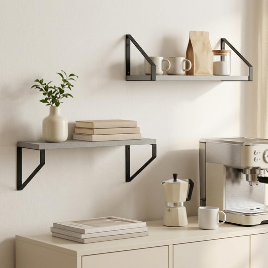 Wall Shelves 2 pcs Concrete Grey 40 x 16 x 15.5 cm