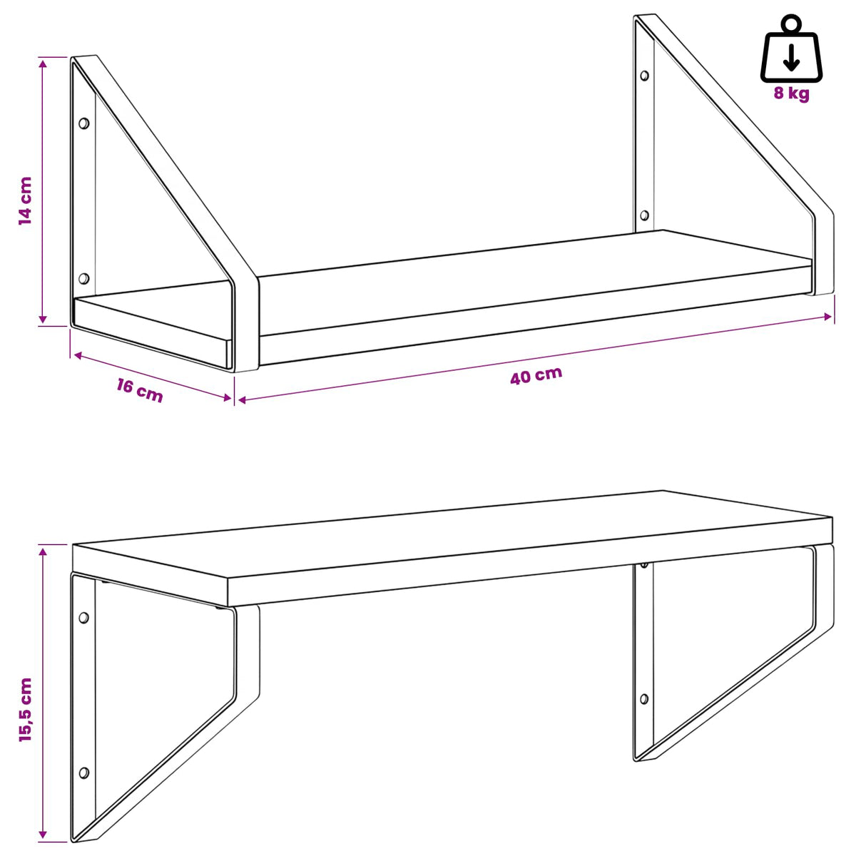 Wall Shelves 2 pcs Smoked Oak 40 x 16 x 15.5 cm