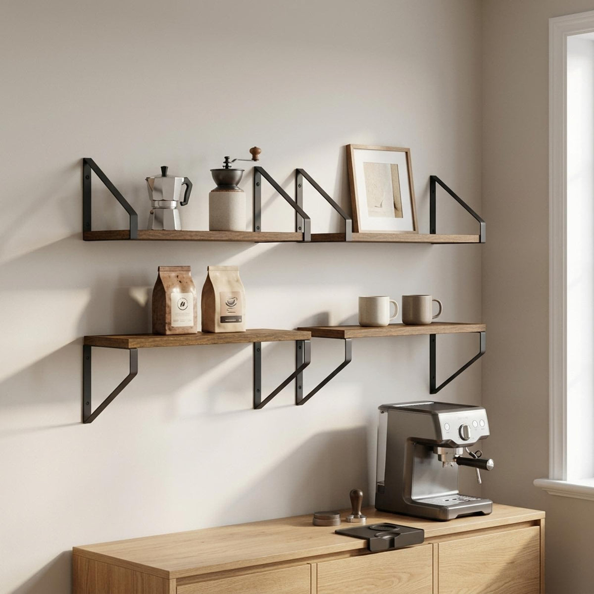 Wall Shelves 4 pcs Smoked Oak 40 x 16 x 15.5 cm