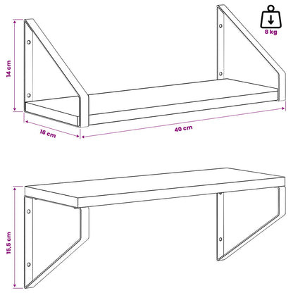 Wall Shelves 2 pcs Artisan Oak 40 x 16 x 15.5 cm