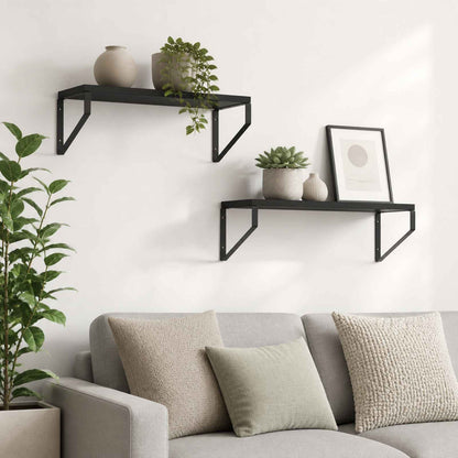 Wall Shelves 2 pcs Black Oak 50 x 16 x 15.5 cm