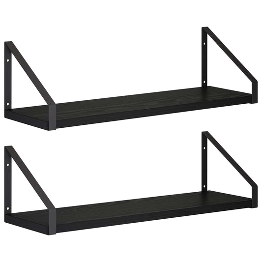 Wall Shelves 2 pcs Black Oak 50 x 16 x 15.5 cm