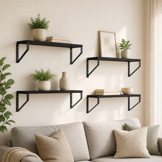 Wall Shelves 4 pcs Black Oak 50 x 16 x 15.5 cm