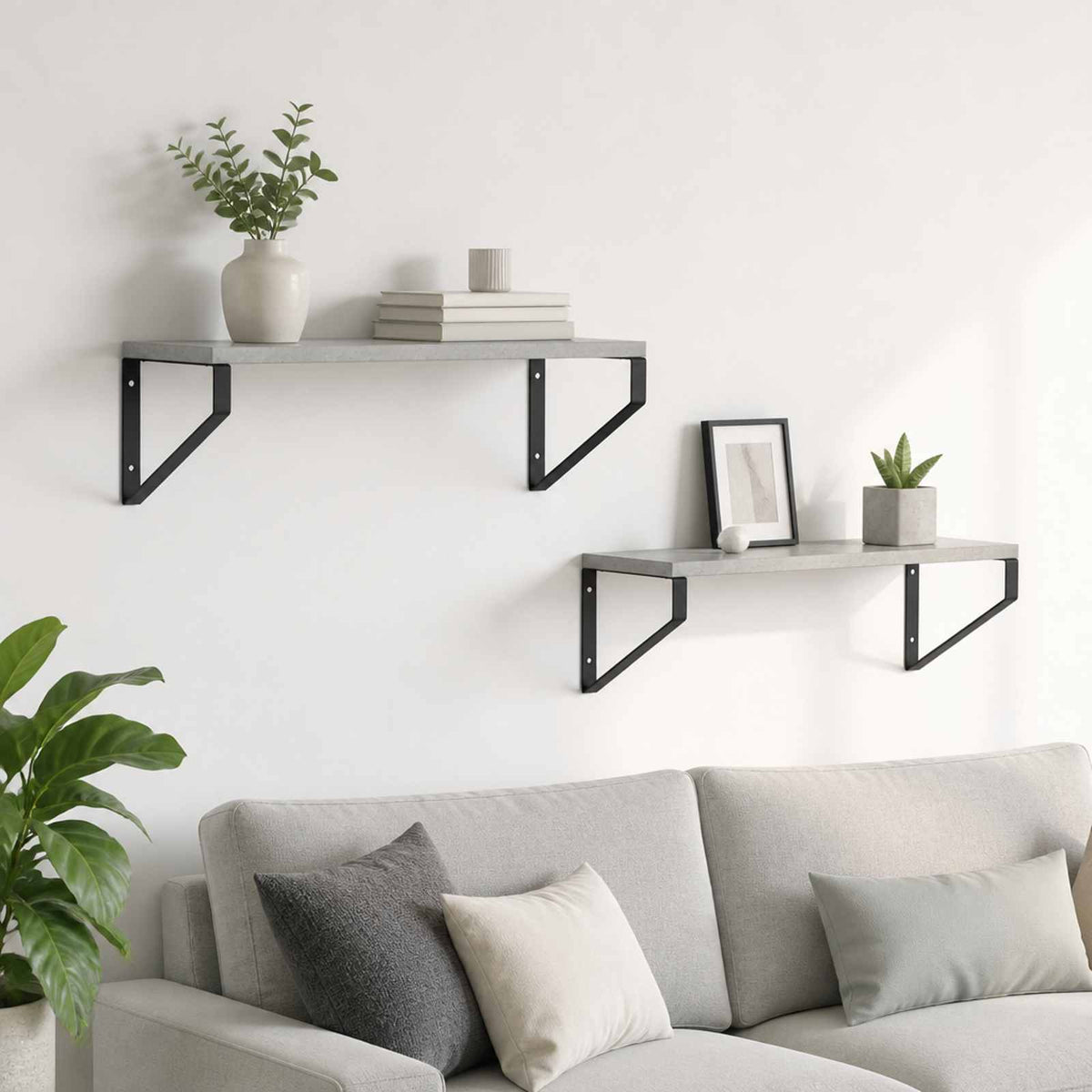 Wall Shelves 2 pcs Concrete Grey 50 x 16 x 15.5 cm