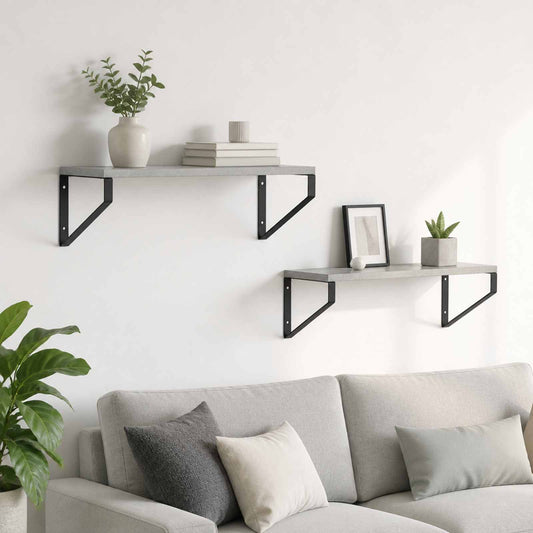 Wall Shelves 2 pcs Concrete Grey 50 x 16 x 15.5 cm