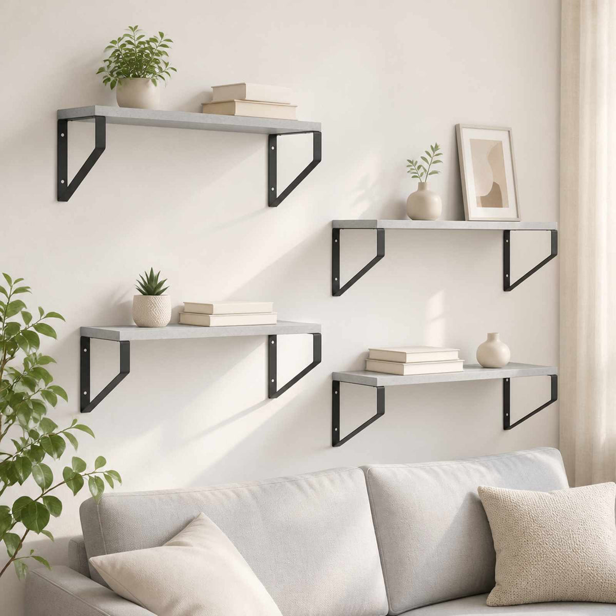 Wall Shelves 4 pcs Concrete Grey 50 x 16 x 15.5 cm