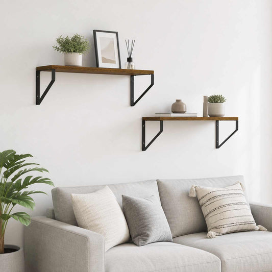 Wall Shelves 2 pcs Smoked Oak 50 x 16 x 15.5 cm