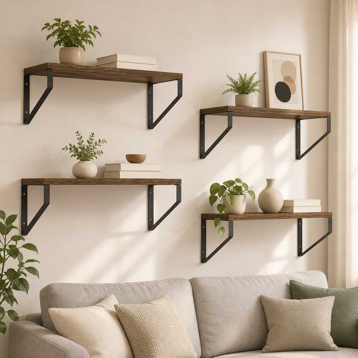 Wall Shelves 4 pcs Smoked Oak 50 x 16 x 15.5 cm