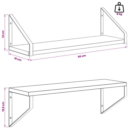 Wall Shelves 2 pcs Old Wood 50 x 16 x 15.5 cm