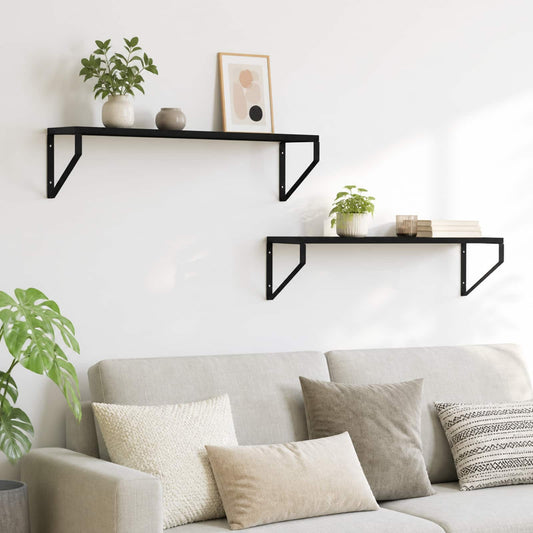 Wall Shelves 2 pcs Black Oak 60 x 16 x 15.5 cm