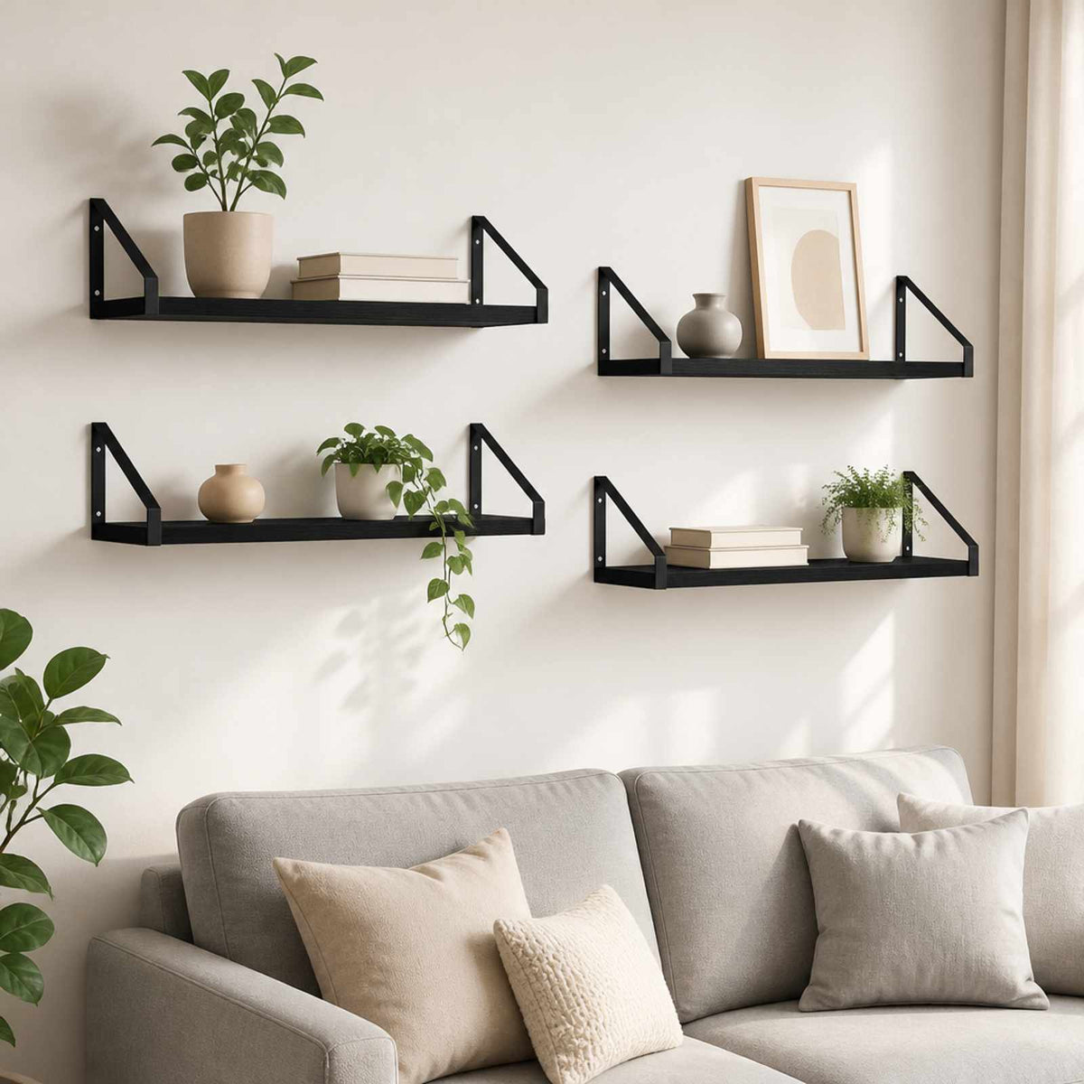Wall Shelves 4 pcs Black Oak 60 x 16 x 15.5 cm