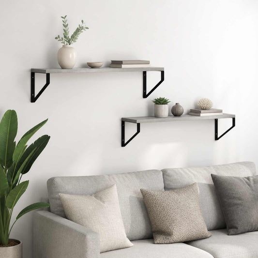 Wall Shelves 2 pcs Concrete Grey 60 x 16 x 15.5 cm