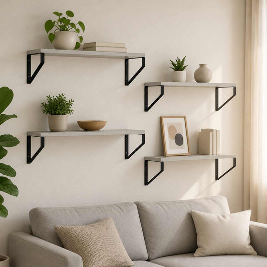 Wall Shelves 4 pcs Concrete Grey 60 x 16 x 15.5 cm