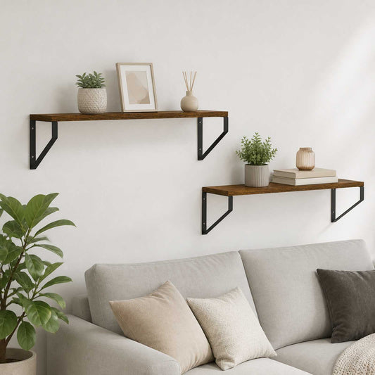 Wall Shelves 2 pcs Smoked Oak 60 x 16 x 15.5 cm