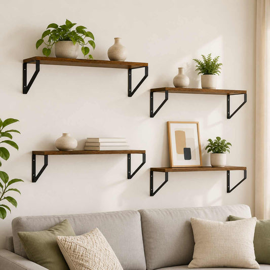 Wall Shelves 4 pcs Smoked Oak 60 x 16 x 15.5 cm
