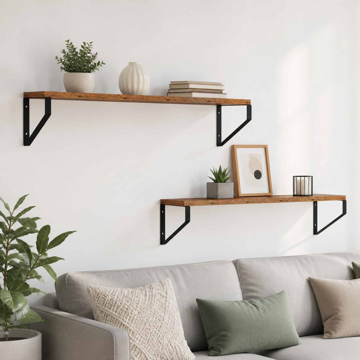 Wall Shelves 2 pcs Old Wood 60 x 16 x 15.5 cm