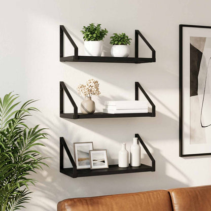 Wall Shelves 3 pcs Black Oak 40 x 16 x 15.5 cm
