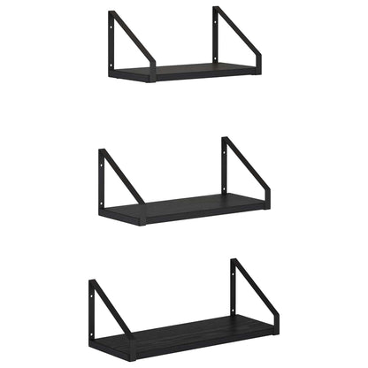 Wall Shelves 3 pcs Black Oak 40 x 16 x 15.5 cm