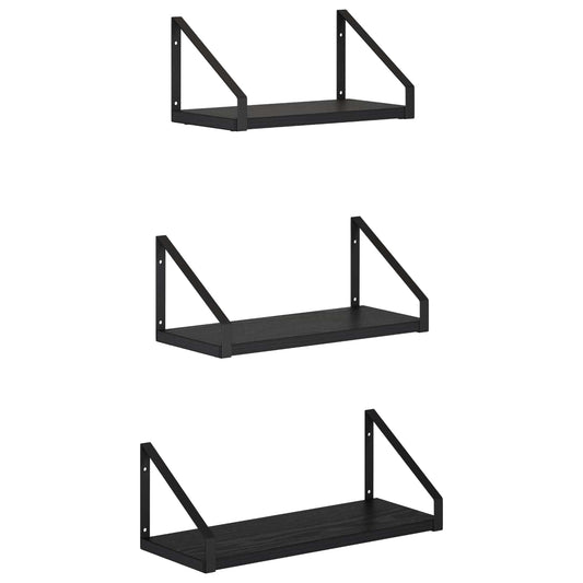 Wall Shelves 3 pcs Black Oak 40 x 16 x 15.5 cm