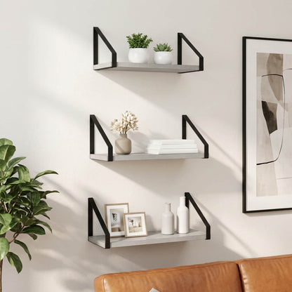 Wall Shelves 3 pcs Concrete Grey 40 x 16 x 15.5 cm