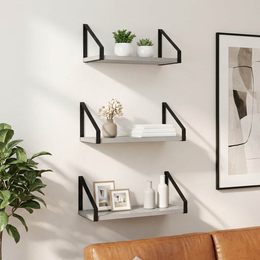 Wall Shelves 3 pcs Concrete Grey 40 x 16 x 15.5 cm
