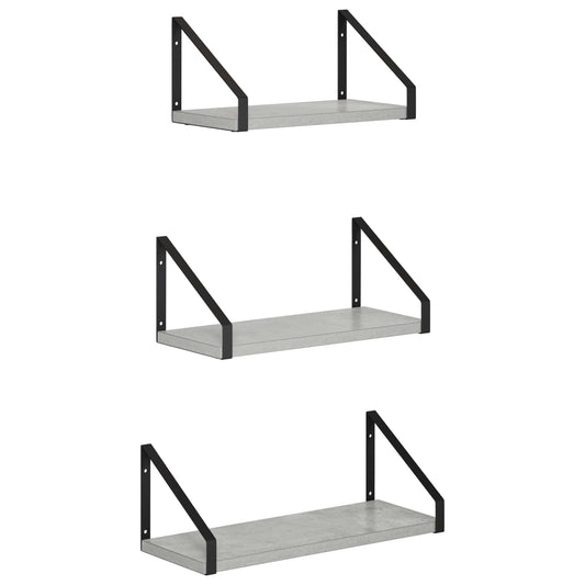 Wall Shelves 3 pcs Concrete Grey 40 x 16 x 15.5 cm