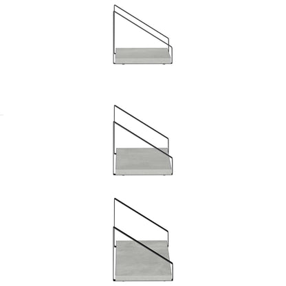 Wall Shelves 3 pcs Concrete Grey 40 x 16 x 15.5 cm