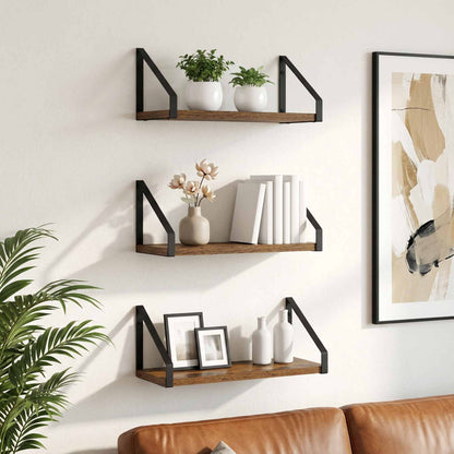 Wall Shelves 3 pcs Smoked Oak 40 x 16 x 15.5 cm