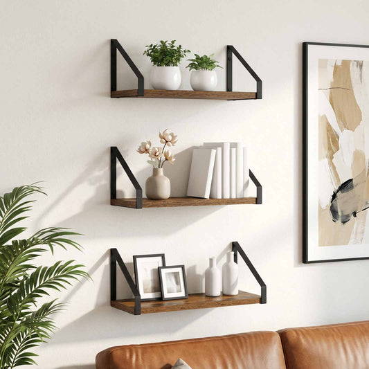 Wall Shelves 3 pcs Smoked Oak 40 x 16 x 15.5 cm