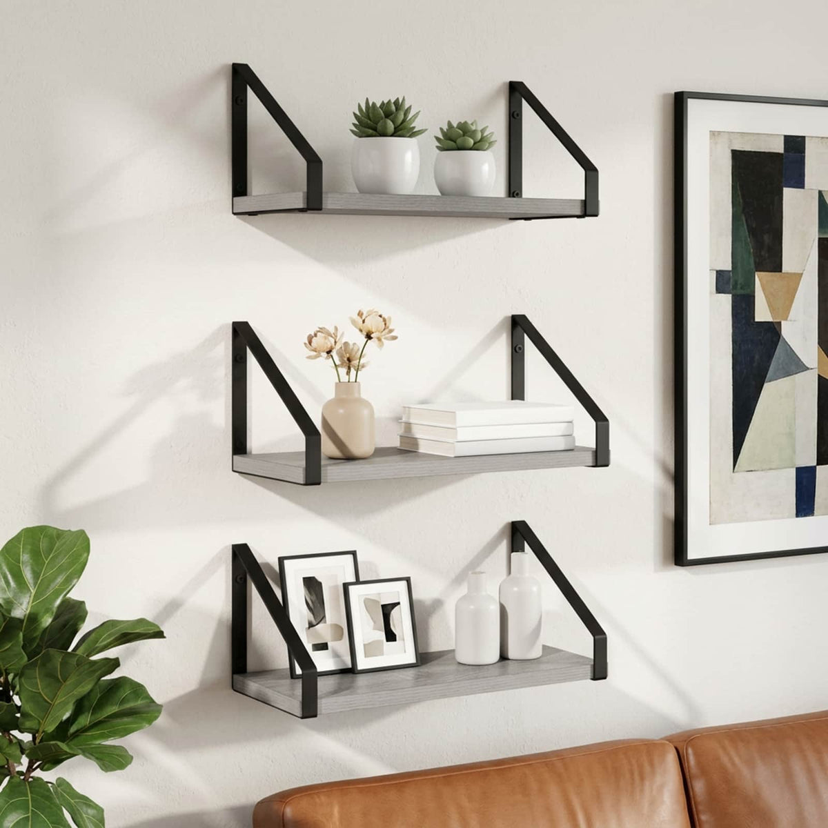 Wall Shelves 3 pcs Grey Sonoma 40 x 16 x 15.5 cm