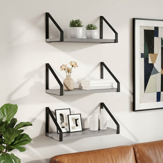 Wall Shelves 3 pcs Grey Sonoma 40 x 16 x 15.5 cm