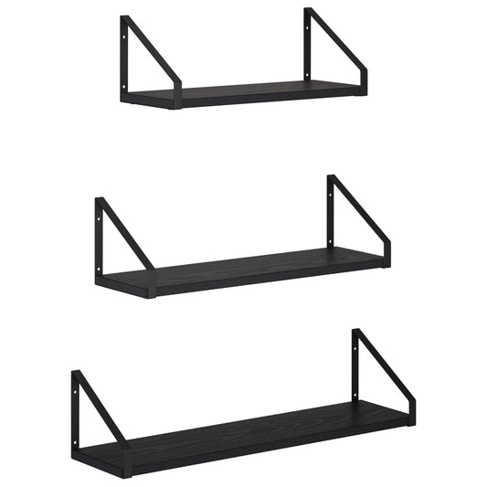 Wall Shelves 3 pcs Black Oak 60 x 16 x 15.5 cm