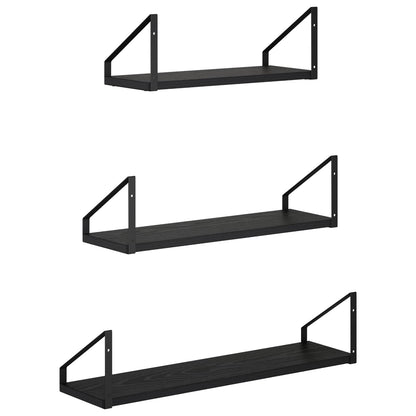 Wall Shelves 3 pcs Black Oak 60 x 16 x 15.5 cm