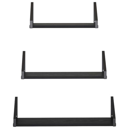 Wall Shelves 3 pcs Black Oak 60 x 16 x 15.5 cm