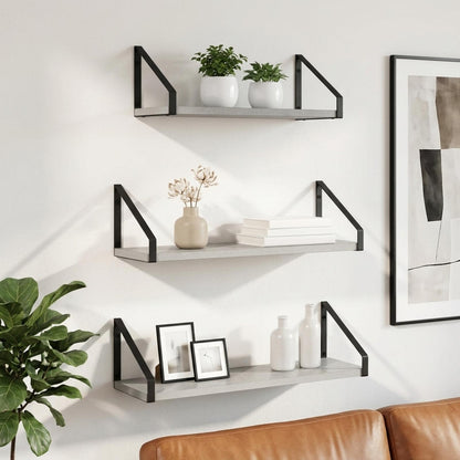 Wall Shelves 3 pcs Concrete Grey 60 x 16 x 15.5 cm