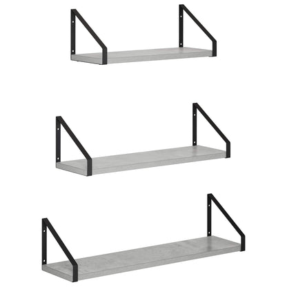 Wall Shelves 3 pcs Concrete Grey 60 x 16 x 15.5 cm
