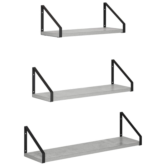 Wall Shelves 3 pcs Concrete Grey 60 x 16 x 15.5 cm