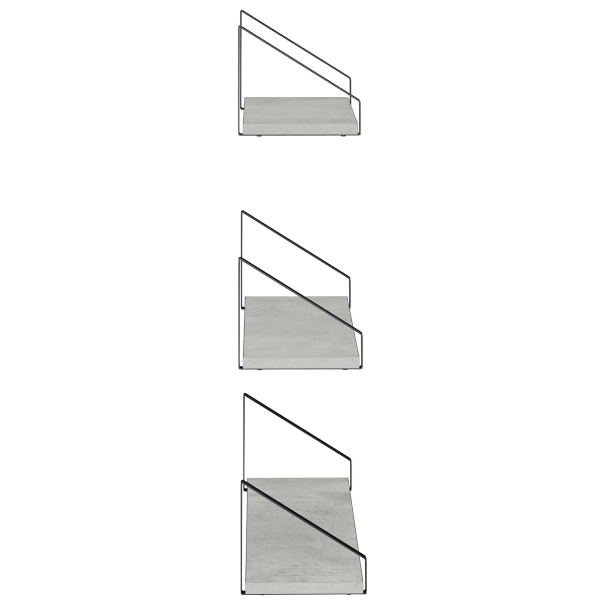 Wall Shelves 3 pcs Concrete Grey 60 x 16 x 15.5 cm