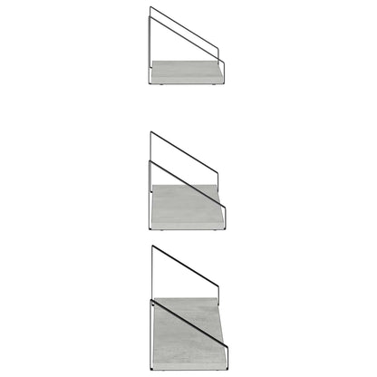 Wall Shelves 3 pcs Concrete Grey 60 x 16 x 15.5 cm