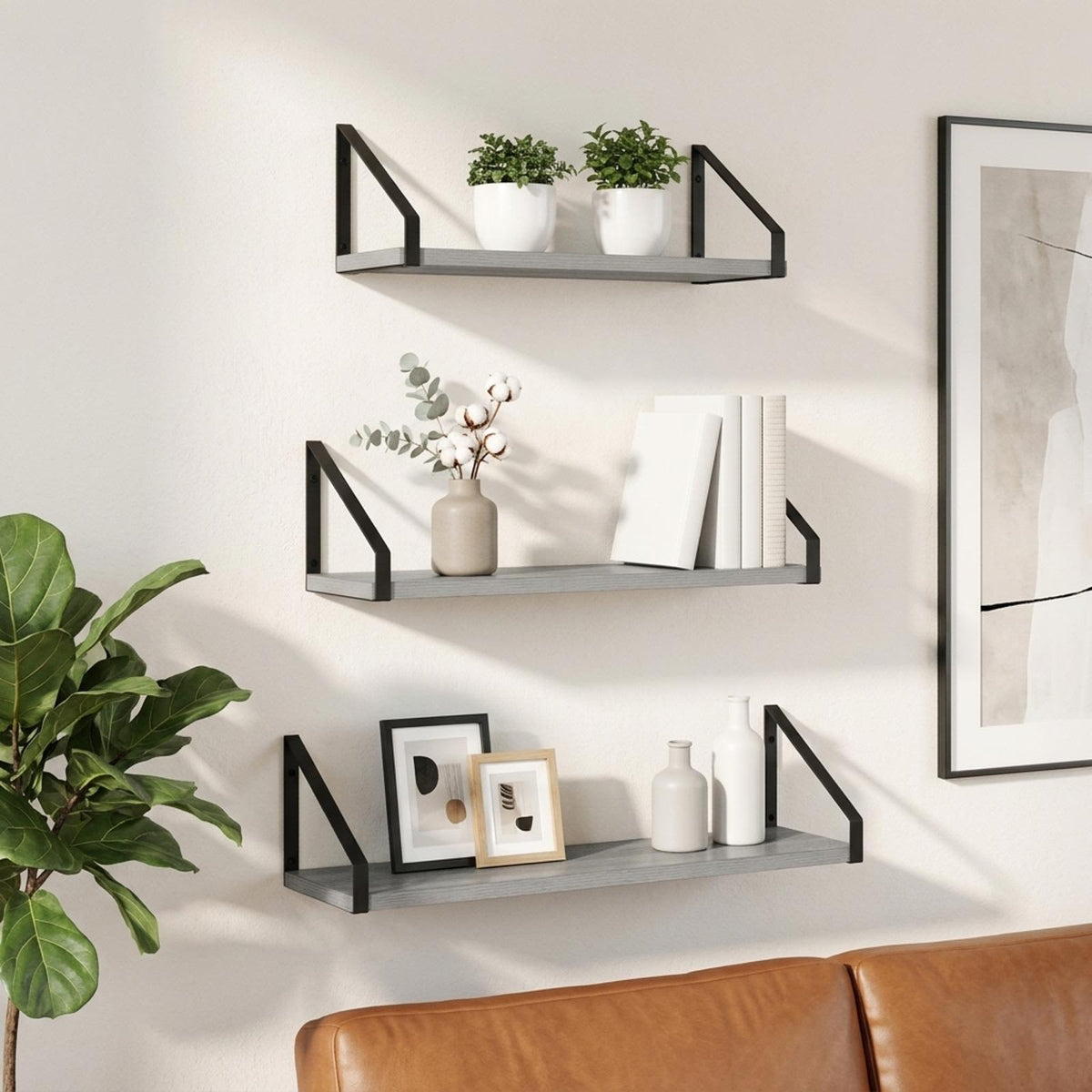 Wall Shelves 3 pcs Grey Sonoma 60 x 16 x 15.5 cm