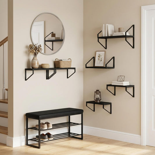 Wall Shelves 6 pcs Black Oak 40 x 16 x 15.5 cm