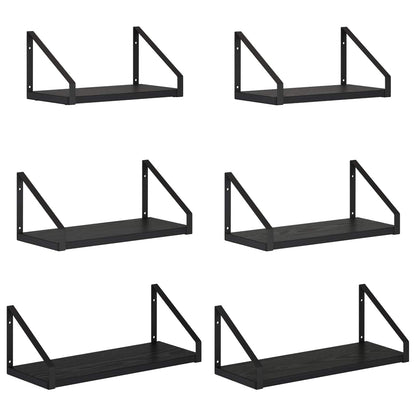 Wall Shelves 6 pcs Black Oak 40 x 16 x 15.5 cm