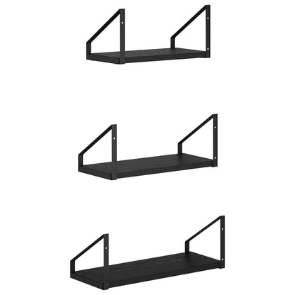 Wall Shelves 6 pcs Black Oak 40 x 16 x 15.5 cm