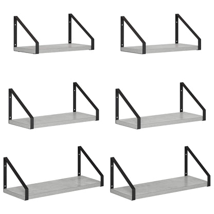 Wall Shelves 6 pcs Concrete Grey 40 x 16 x 15.5 cm