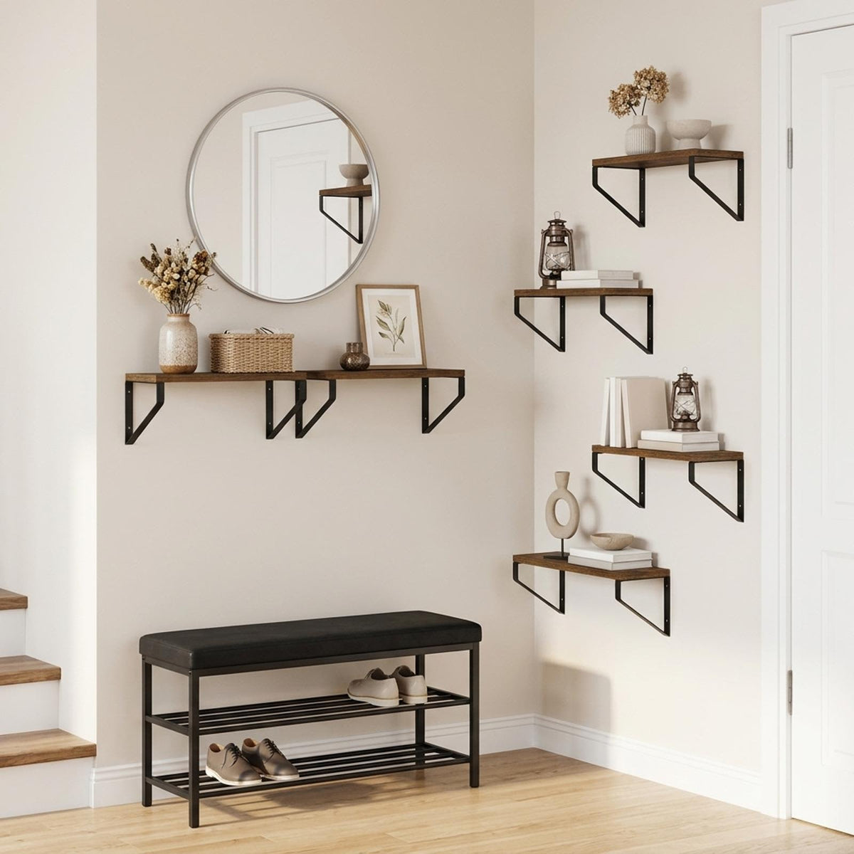 Wall Shelves 6 pcs Smoked Oak 40 x 16 x 15.5 cm