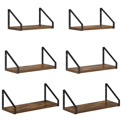 Wall Shelves 6 pcs Smoked Oak 40 x 16 x 15.5 cm