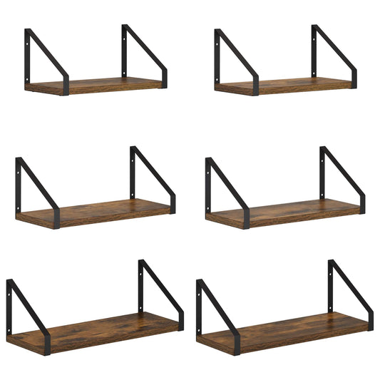 Wall Shelves 6 pcs Smoked Oak 40 x 16 x 15.5 cm