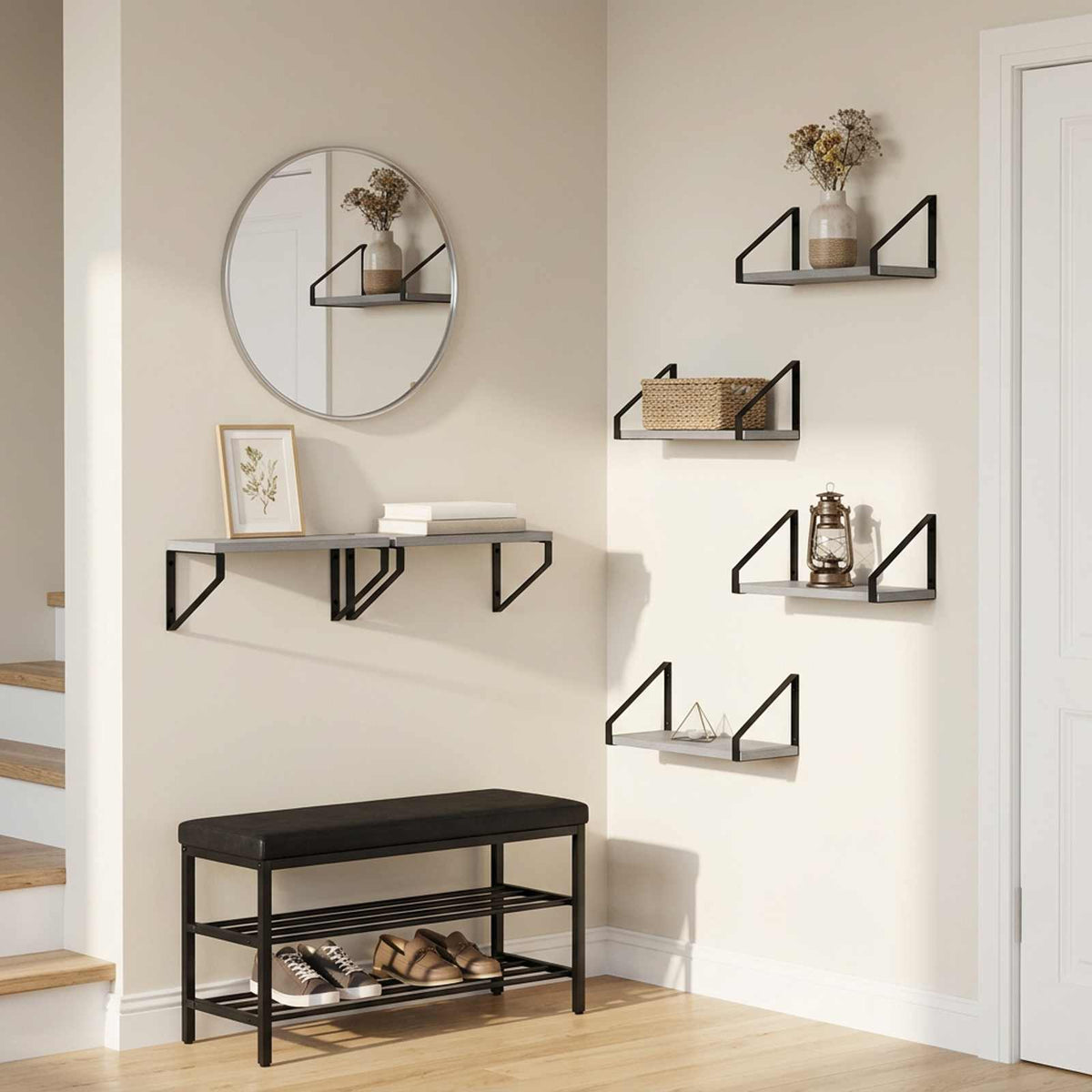 Wall Shelves 6 pcs Grey Sonoma 40 x 16 x 15.5 cm